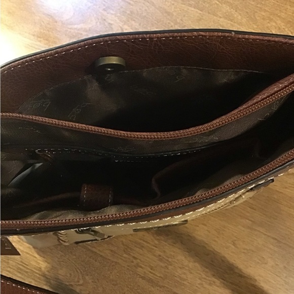 BOC Tan and Brown Faux Leather Stitch Detail Crossbody - Picture 6 of 6